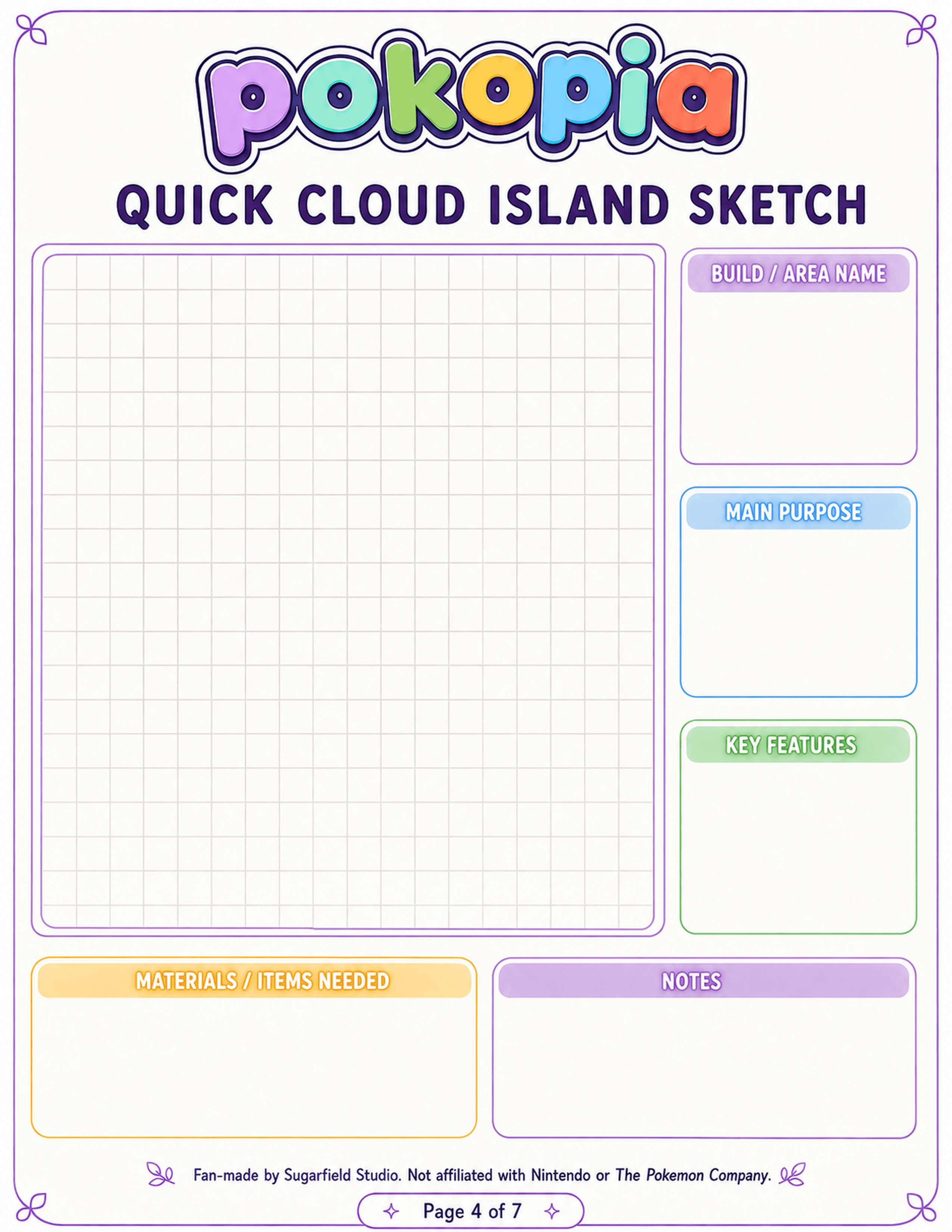 Pokopia Quick Cloud Island Sketch printable page